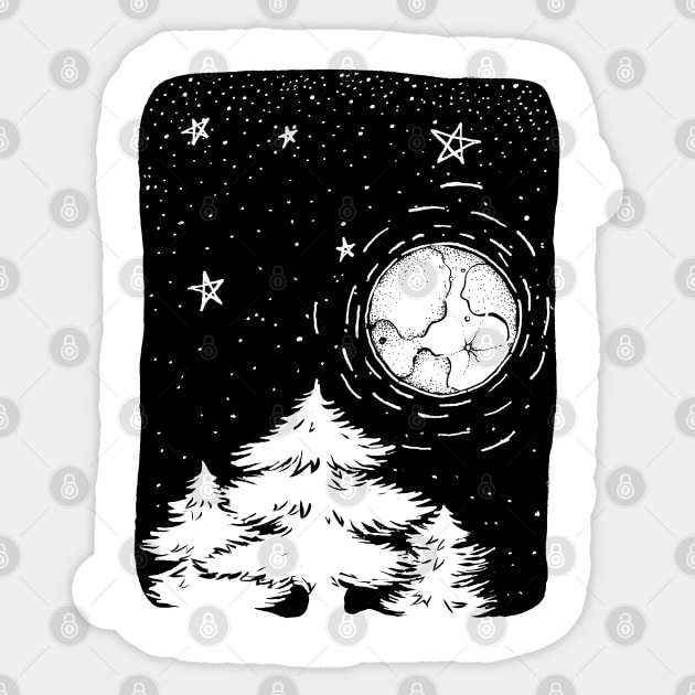 Snow Moon night Sticker by JJLosh